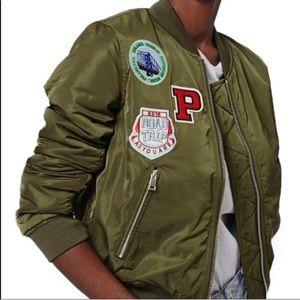 Topshop | Bruce Patch Detail Bomber Jacket Green 2
